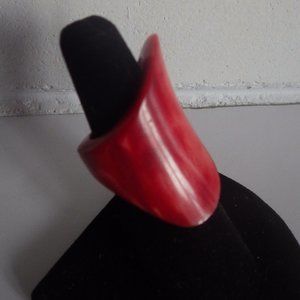 Designer Monies Gerda Lynnggard Red Buffalo Horn Free Form Over size Ring